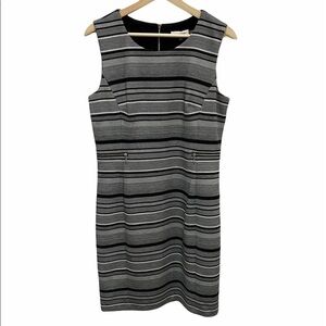 Calvin Klein Black White Striped Sheath Dress Size 8